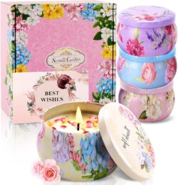 Scented Candles Gift Set (Floral Designs) - 4 Candles