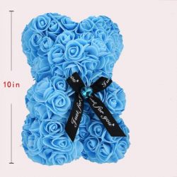 Everlasting Artificial Rose Teddy Bear (10") - BLUE