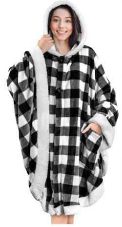 Angel Wrap Hooded Blanket - CHECKERED WHITE
