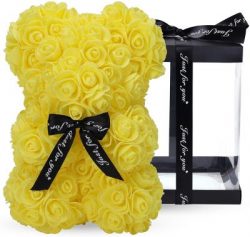 Everlasting Artificial Rose Teddy Bear (10") - YELLOW