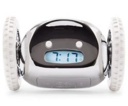 Clocky Alarm Clock on Wheels - Chrome