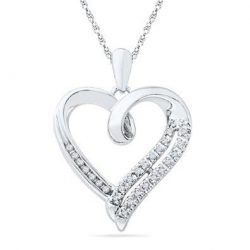 Sterling Silver Diamond Heart Pendant 1/10-Kt