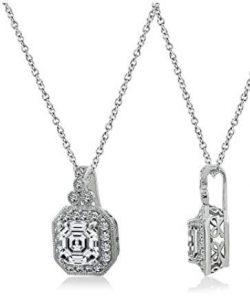 Asscher Cut Antique Pendant Necklace - Silver
