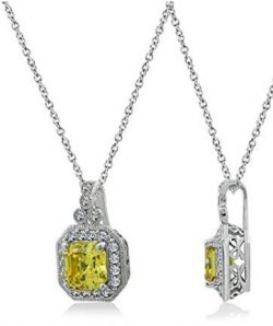 Asscher Cut Antique Pendant Necklace -Canary