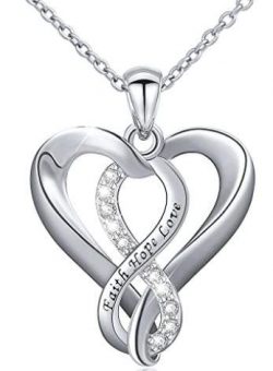 "Faith Hope Love" Infinity Heart Pendant Necklace