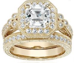 Sterling Silver Swarovski Zirconia Antique Ring - Gold