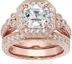 Sterling Silver Swarovski Zirconia Antique Ring - Rose Gold