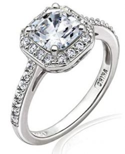 Asscher Center Halo Ring - Silver
