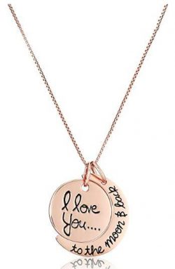 "I love You to the Moon & Back" Pendant Necklace - Rose Gold