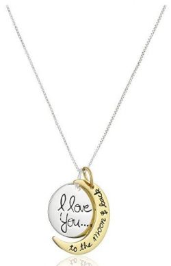 "I love you to the moon & Back" Pendant Necklace - Two-Tone