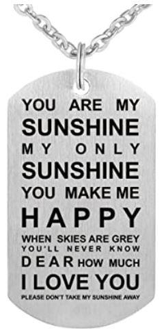 Dog Tag Pendant (You are my Sunshine)