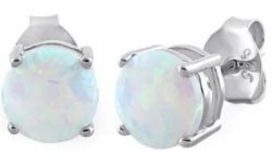 White Opal Studs (Round)