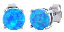 Blue Opal Studs (Round)