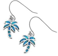 Opal Palm Trees Earrings (Blue)