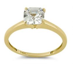 Asscher Gold Engagement Ring - Solid 14K Gold