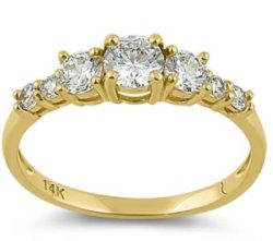 Gold Triple Round Ring - Solid 14K Yellow Gold