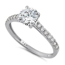 White Gold Solitaire Round Ring