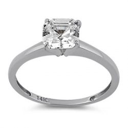 White Gold Asscher Engagement Ring