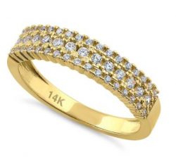 Gold Cluster Diamond Band - Solid 14K Yellow Gold