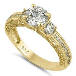 Gold Round Timeless Ring - Solid 14K Yellow Gold