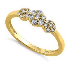 Flower Cluster Diamond Ring - Solid 14K Yellow Gold
