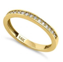 Half Eternity Diamond Ring - Solid 14K Yellow Gold