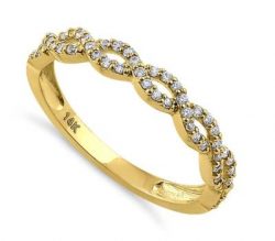 Elegant Twist Diamond Ring - Solid 14K Yellow Gold