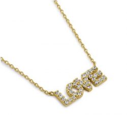 LOVE Diamond Necklace - Solid 14K Gold
