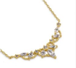Royal Marquise CZ Necklace - Solid 14K Gold
