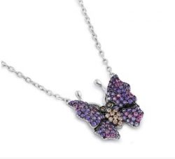 Chic Butterfly Amethyst, Ruby and Brown Necklace