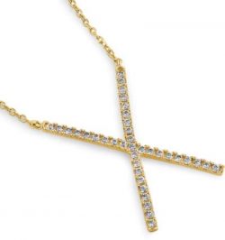 X Shaped CZ Necklace - Solid 14K Gold