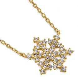 Snowflake CZ Necklace - Solid 14K Yellow Gold