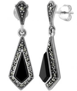 Black Onyx Marcasite Kite Earrings