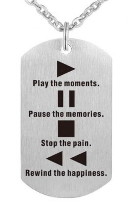 Dog Tag Pendant (Play, Pause, Stop, Rewind)