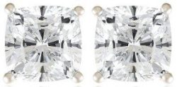 Sterling Silver Cubic Zirconia Stud Earrings 3-Kt