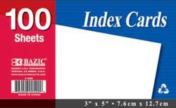 Index Cards 3 x 5 - White NON-Ruled (100 Count)