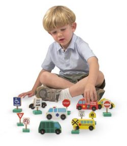 Vehicles & Traffic Signs Play Set: 6 Cars/9 Signs