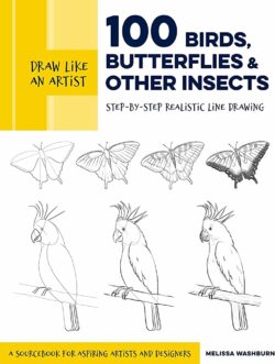 Draw Like an Artist: 100 Birds, Butterflies, and Other Insects: Step-By-Step Realistic Line Drawing - A Sourcebook for Aspiring Artists and Designers