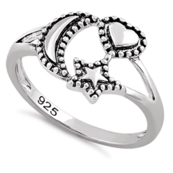 Moon Star Heart Ring