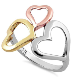 Three Tone Heart Ring