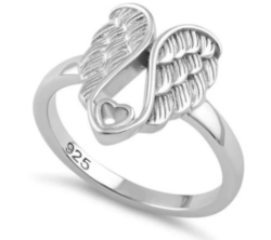 Angel Wing with Heart Ring