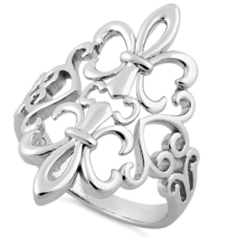 Fleur-de-Lis Heart Ring
