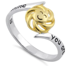 "You Are My Sunshine" Ring (w/Yellow Smiley Flower)