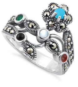 Multi-Color Marcasite Ring
