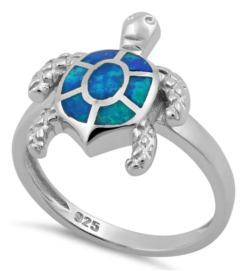 Blue Opal Turtle Ring