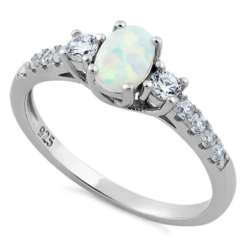 Oval White Opal Ring