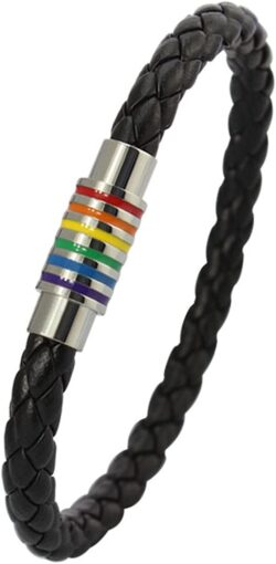 LGBTQ Pride Braided Stainless Steel Rainbow Bracelet