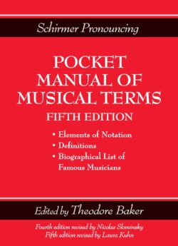 Schirmer Pronouncing Pocket Manual-Musical Terms