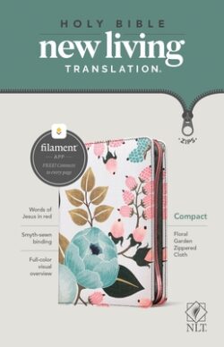 NLT Compact Zipper Bible, Filament-Enabled Edition (Cloth, Floral Garden, Red Letter)