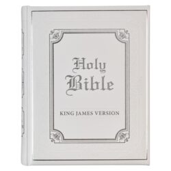 KJV Holy Bible, Classically Illustrated Heirloom Family Bible, Faux Leather Hardcover - Ribbon Markers, King James Version, White/Silver